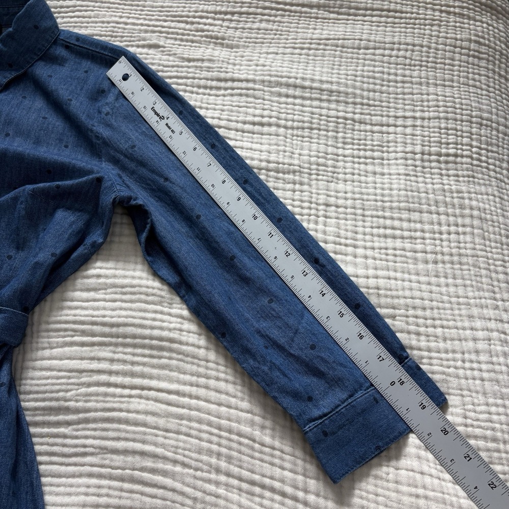 Talbots Denim Polka Dot Belted shirt dress Chambray button front midi blue‎ 10 P - Picture 10 of 10